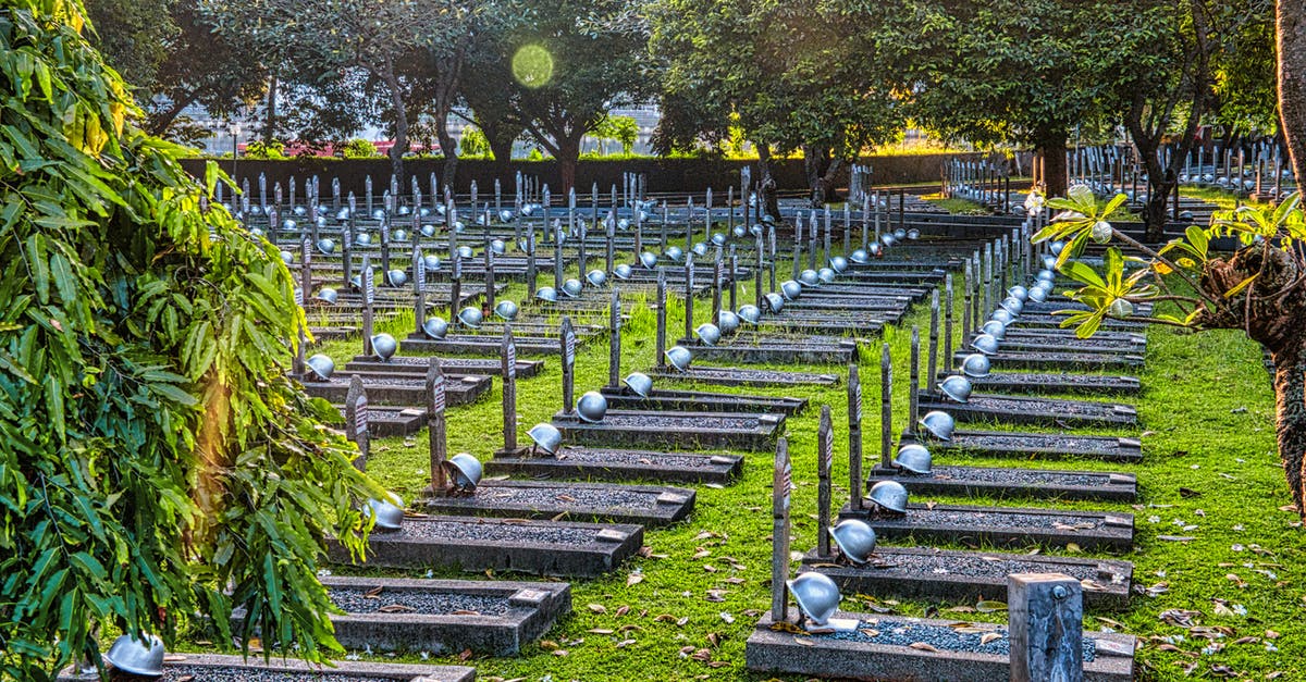 31 days in Indonesia [closed] - Gravestones with helmets in cemetery