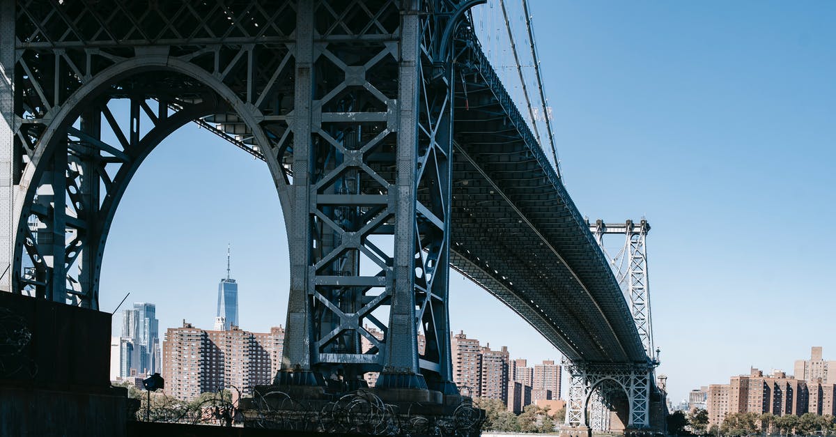 Alcohol limitations crossing into Canada from U.S - From below of aged metal suspension Williamsburg Bridge crossing river and connecting Brooklyn and Manhattan Alcohol limitations crossing into Canada from U.S - From below of aged metal suspension Williamsburg Bridge crossing river and connecting Brooklyn and Manhattan