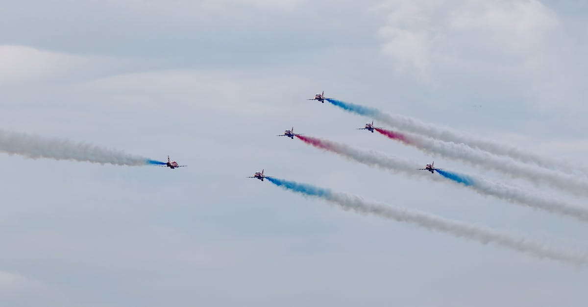Am I allowed to fly to Canada, then fly straight back with my girlfriend? - Air show with planes performing traces in cloudy sky