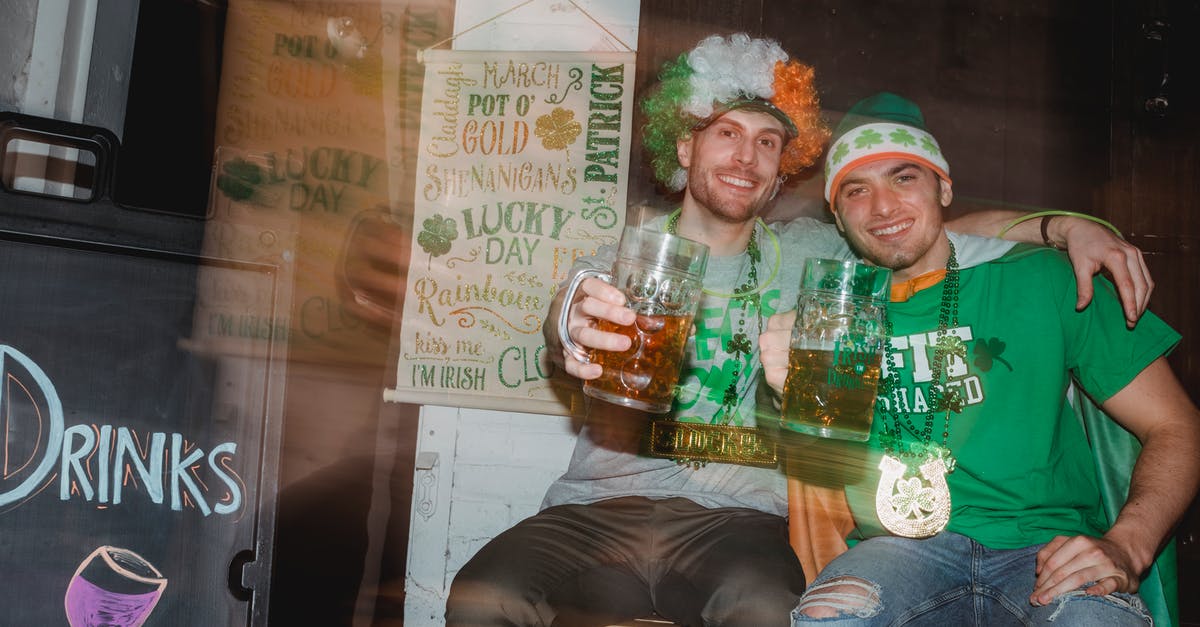 Are feathers in my hat allowed through UK & Irish customs? - Through glass wall view of cheerful best male friends with beer embracing while looking at camera during Feast of Saint Patrick in pub Are feathers in my hat allowed through UK & Irish customs? - Through glass wall view of cheerful best male friends with beer embracing while looking at camera during Feast of Saint Patrick in pub