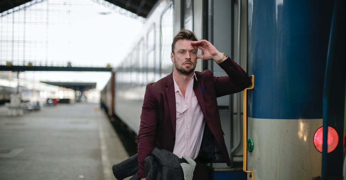 Are pharmacies/stores selling general toiletries open airside in Terminal 1, Frankfurt - Thoughtful male passenger wearing formal outfit carrying warm coat with hand near head while standing near train with opened door on platform of railroad station during business trip