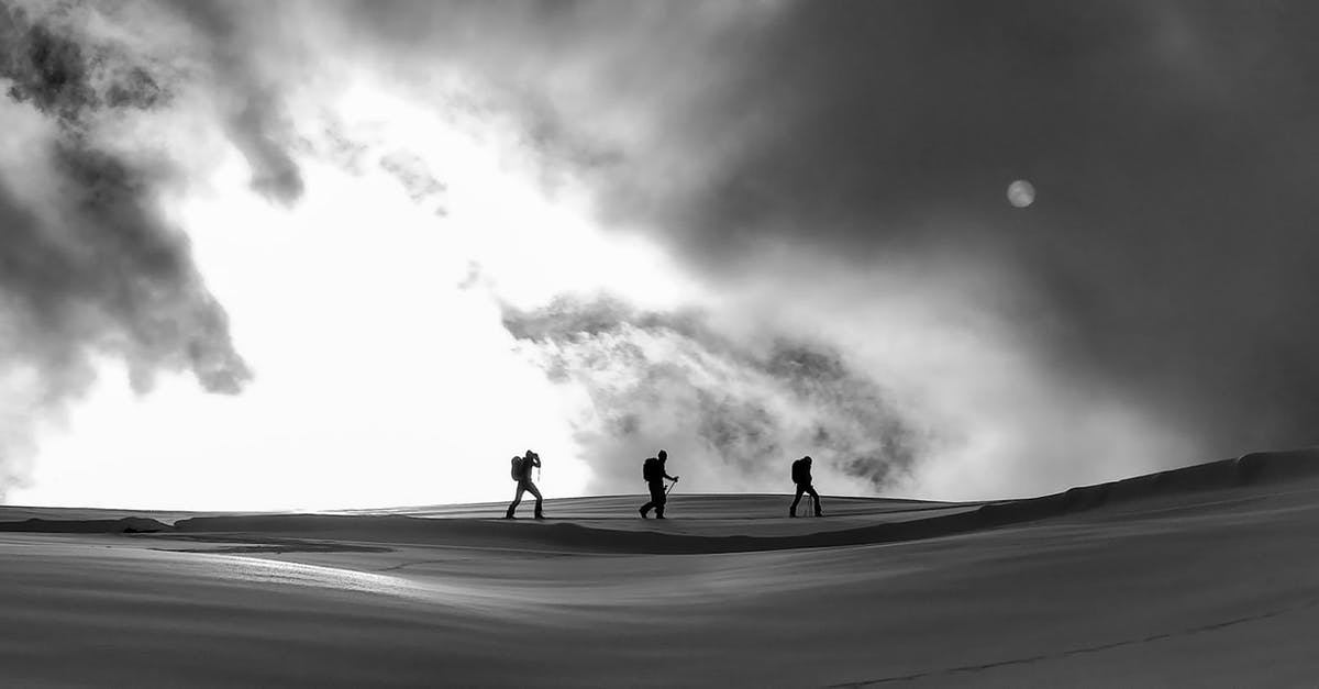 Are there area-wide ski passes in southern Poland? - Black and white silhouettes of skiers and hikers crossing spacious snowy terrain under cloudy sky on cold winter weather Are there area-wide ski passes in southern Poland? - Black and white silhouettes of skiers and hikers crossing spacious snowy terrain under cloudy sky on cold winter weather