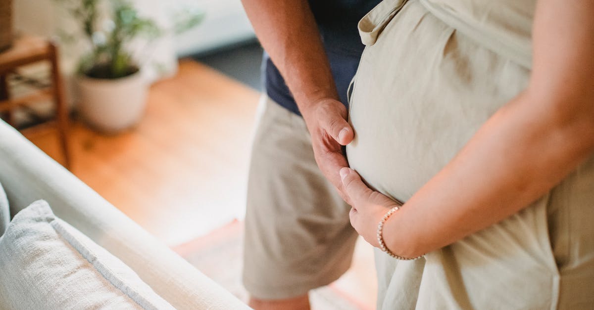 B2 tourist visas for my future wife and her parents - From above of crop faceless couple in casual outfit standing in light living room and touching pregnant belly gently B2 tourist visas for my future wife and her parents - From above of crop faceless couple in casual outfit standing in light living room and touching pregnant belly gently