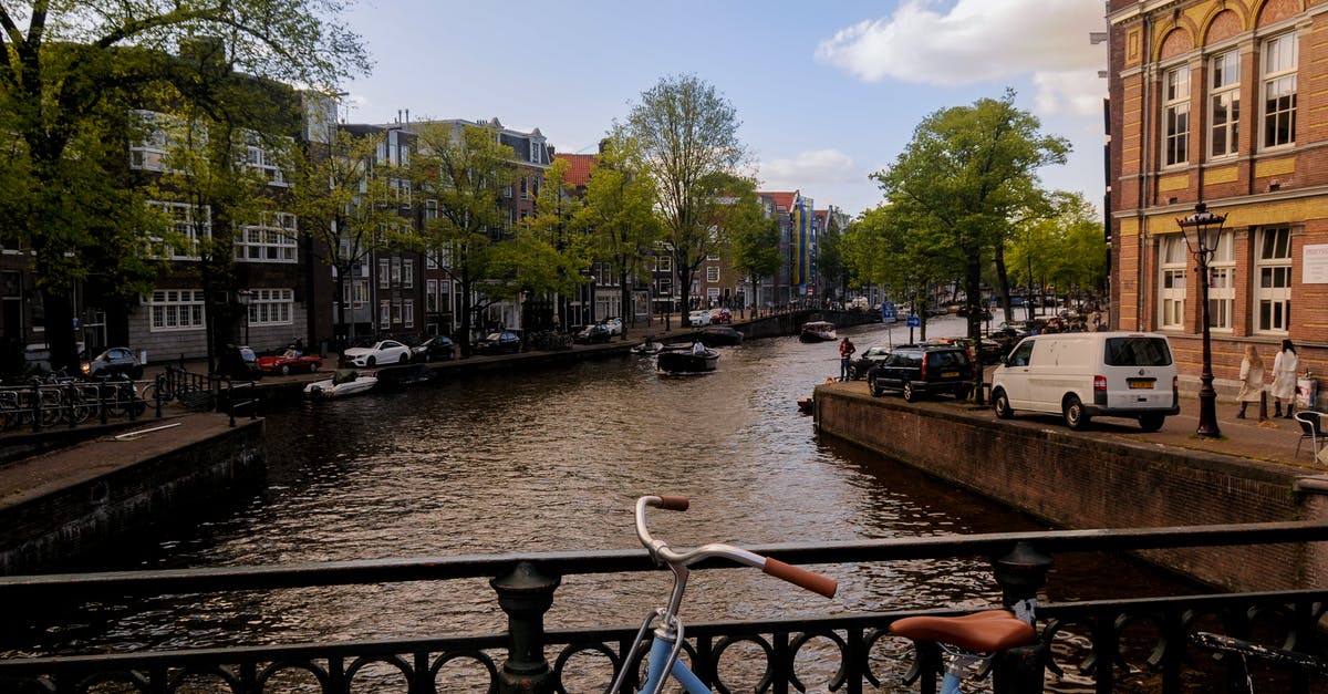 Boxed bike on trains in Amsterdam & Brussels - Blue City Bike on Bridge Boxed bike on trains in Amsterdam & Brussels - Blue City Bike on Bridge
