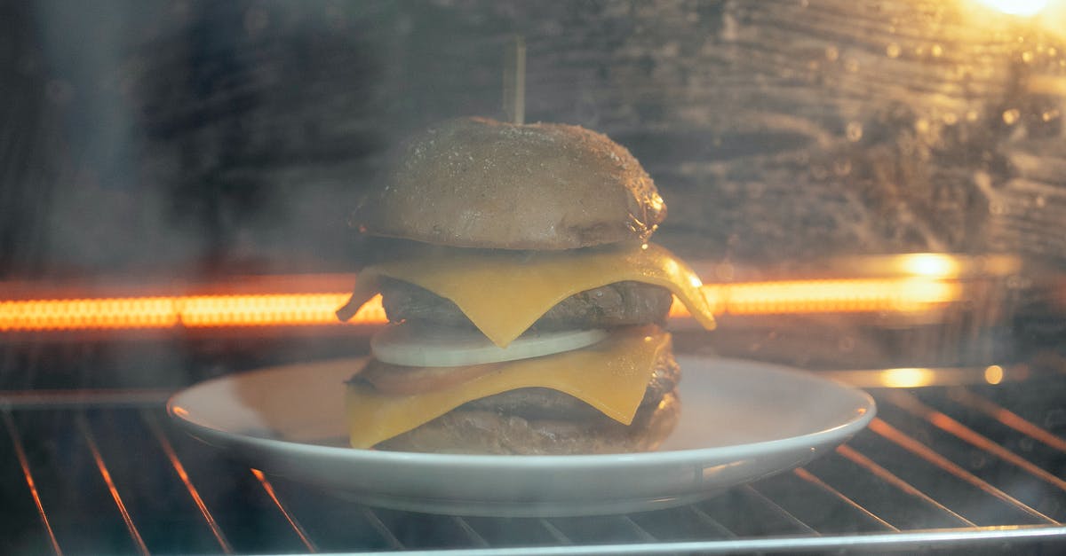Bringing shrink-wrapped cheese through Australian Customs? - Through glass of tasty burger with cutlet and cheese served on white plate in hot oven on rack while roasting Bringing shrink-wrapped cheese through Australian Customs? - Through glass of tasty burger with cutlet and cheese served on white plate in hot oven on rack while roasting