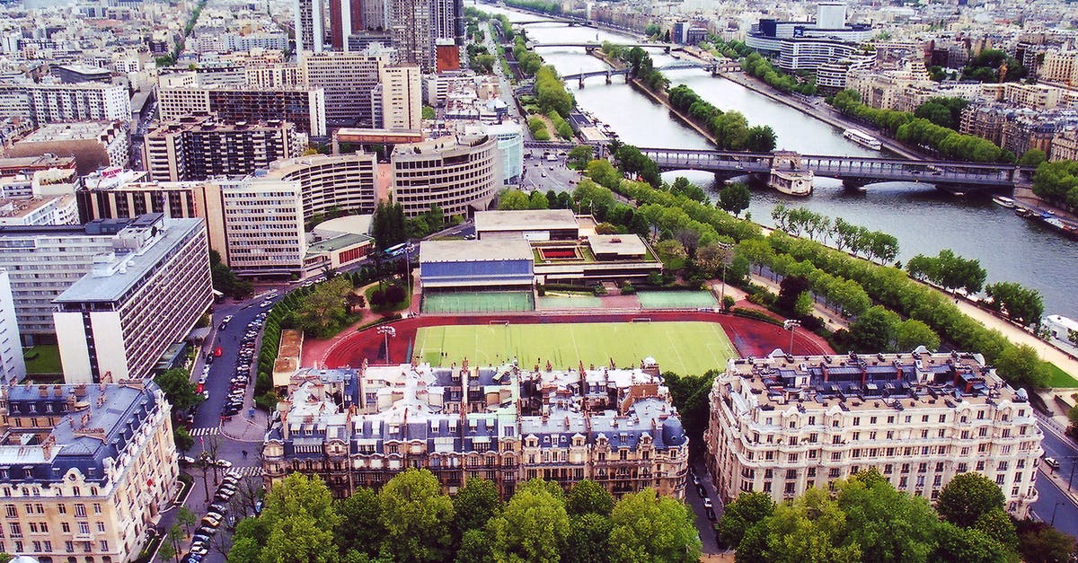 Bus 42 in Paris - Aerial View of City Buildings Bus 42 in Paris - Aerial View of City Buildings