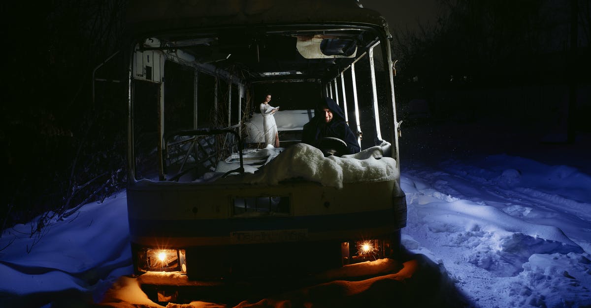 Bus 965 to Jiufen - A Man in Black Hoodie Sitting on a Damaged Bus on Snow Covered Ground Bus 965 to Jiufen - A Man in Black Hoodie Sitting on a Damaged Bus on Snow Covered Ground