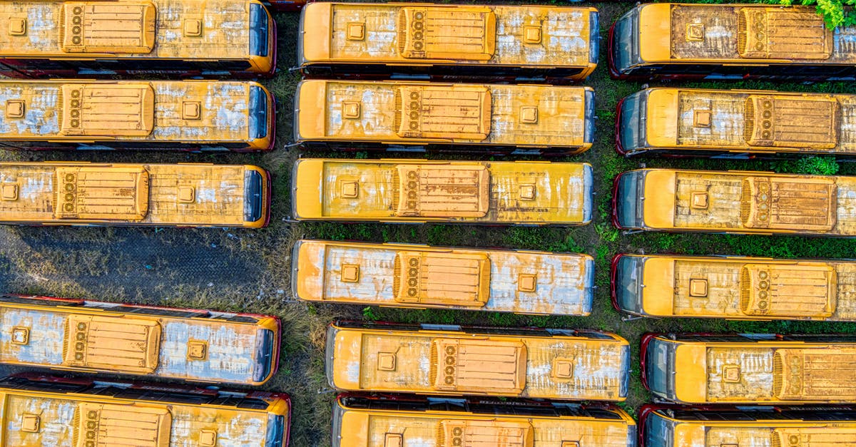 Buses from Asunción to Iguazu (any) - aerial view of parked buses Buses from Asunción to Iguazu (any) - aerial view of parked buses
