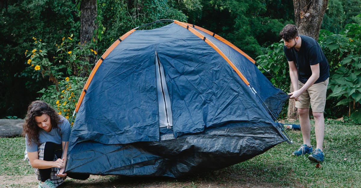 Can anyone help me with exact dep/landing times of specific historical flight? [duplicate] - Couple of travelers setting up tent on meadow against trees and bushes during summer journey in daylight
