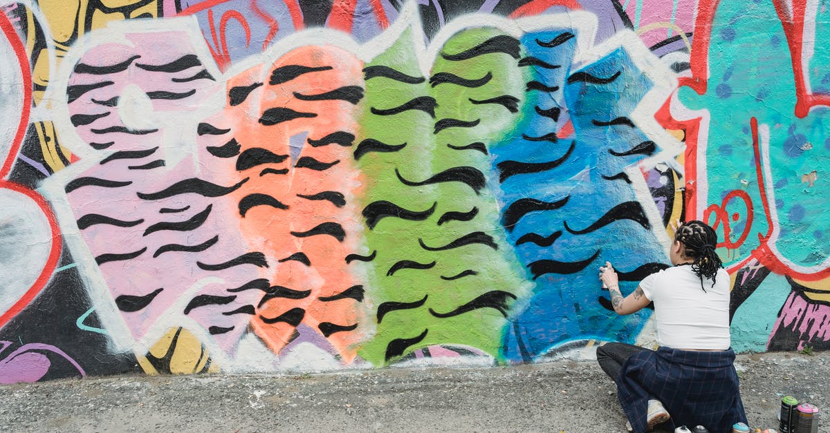 Can I skip the first of a set of connecting flights? [duplicate] - Back view full body of anonymous female painter in casual wear spraying paint on wall with hunkering down on street