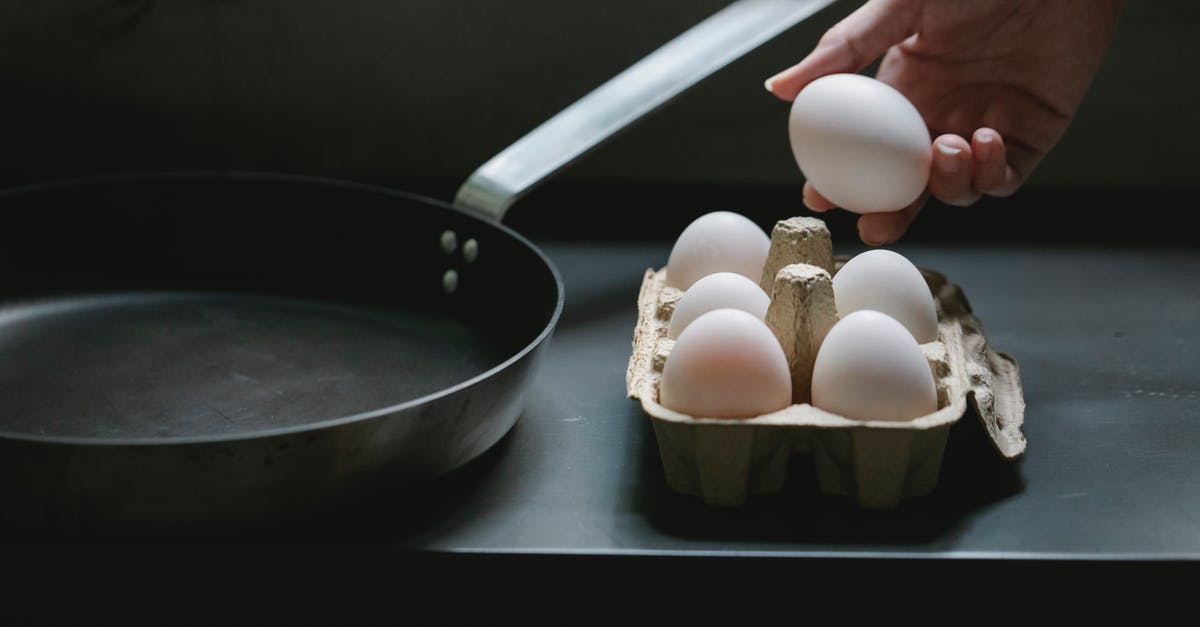 Can I take camping food in hand luggage? - High angle of crop anonymous housewife with uncooked chicken egg from container placed near pan Can I take camping food in hand luggage? - High angle of crop anonymous housewife with uncooked chicken egg from container placed near pan