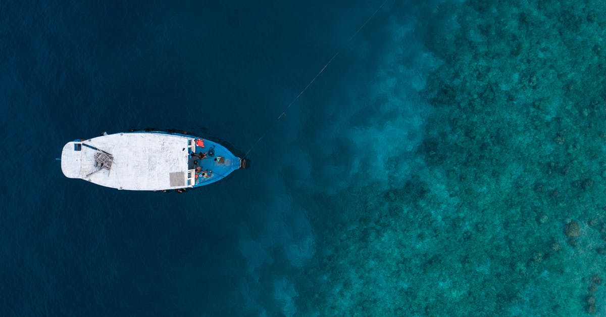 Can I travel outside the US while changing my visa if my previous one is still valid? - Top view of modern white motorboat floating on surface of clear blue still water of sea on summer day in nature