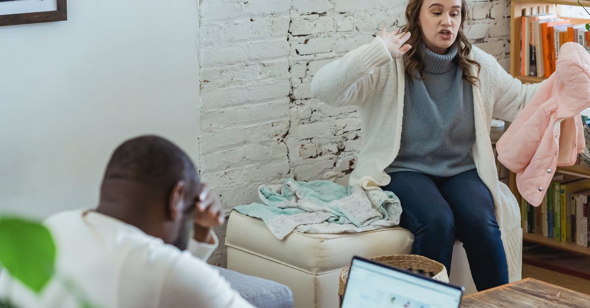 Can my wife use the ESTA line with me? - Woman blaming husband in home quarrel Can my wife use the ESTA line with me? - Woman blaming husband in home quarrel