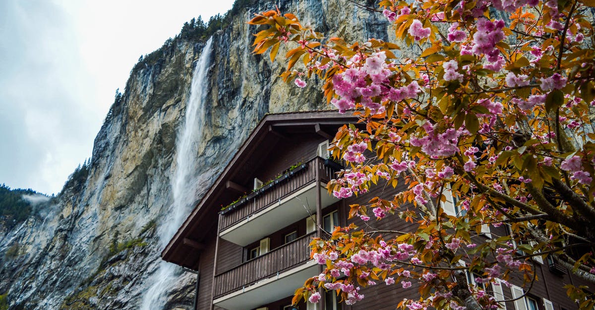 Can you travel from Switzerland to neighbouring countries on L permit residential visa - Powerful waterfall flowing through rocky cliff near residential building and blossoming tree Can you travel from Switzerland to neighbouring countries on L permit residential visa - Powerful waterfall flowing through rocky cliff near residential building and blossoming tree