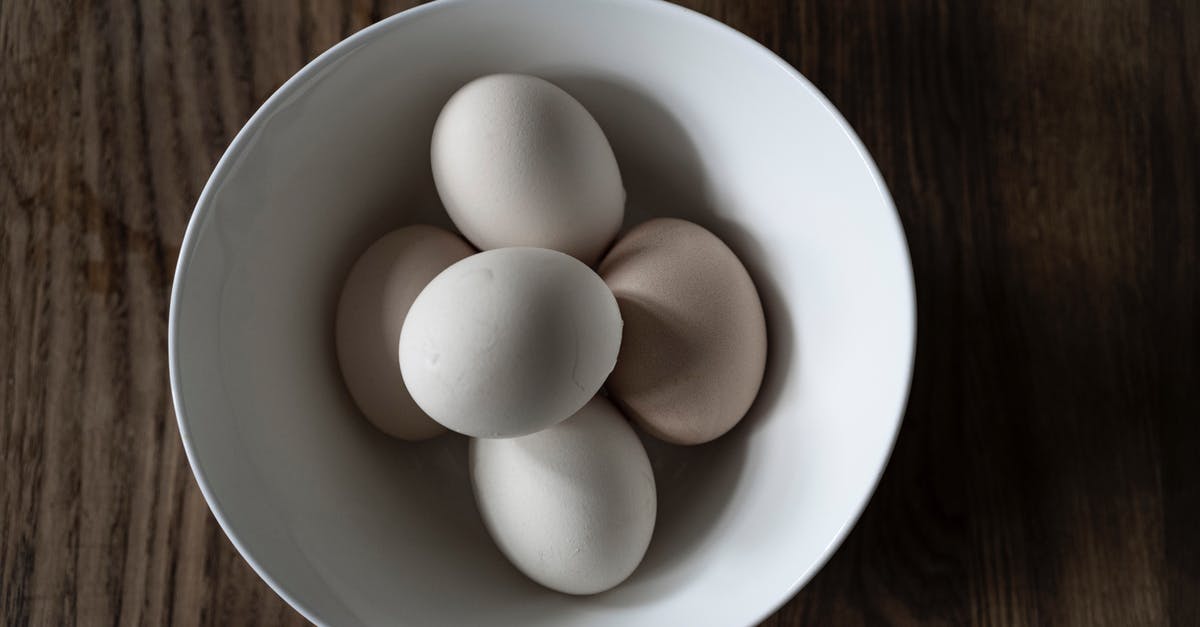 Canada - cooked chicken from abroad for personal consumption - Top view of pile of white cooked chicken eggs in ceramic bowl on wooden table at home Canada - cooked chicken from abroad for personal consumption - Top view of pile of white cooked chicken eggs in ceramic bowl on wooden table at home