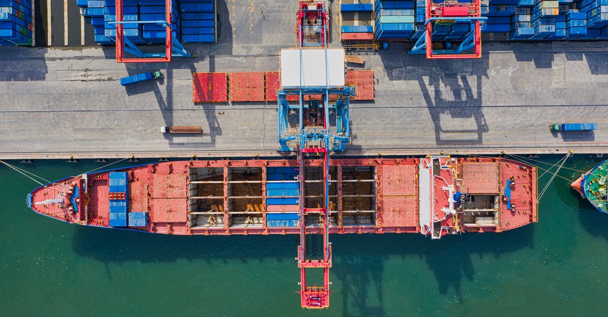 Canadian customs exception: shipping? - Aerial Photo of Cargo Ship Near Intermodal Containers Canadian customs exception: shipping? - Aerial Photo of Cargo Ship Near Intermodal Containers