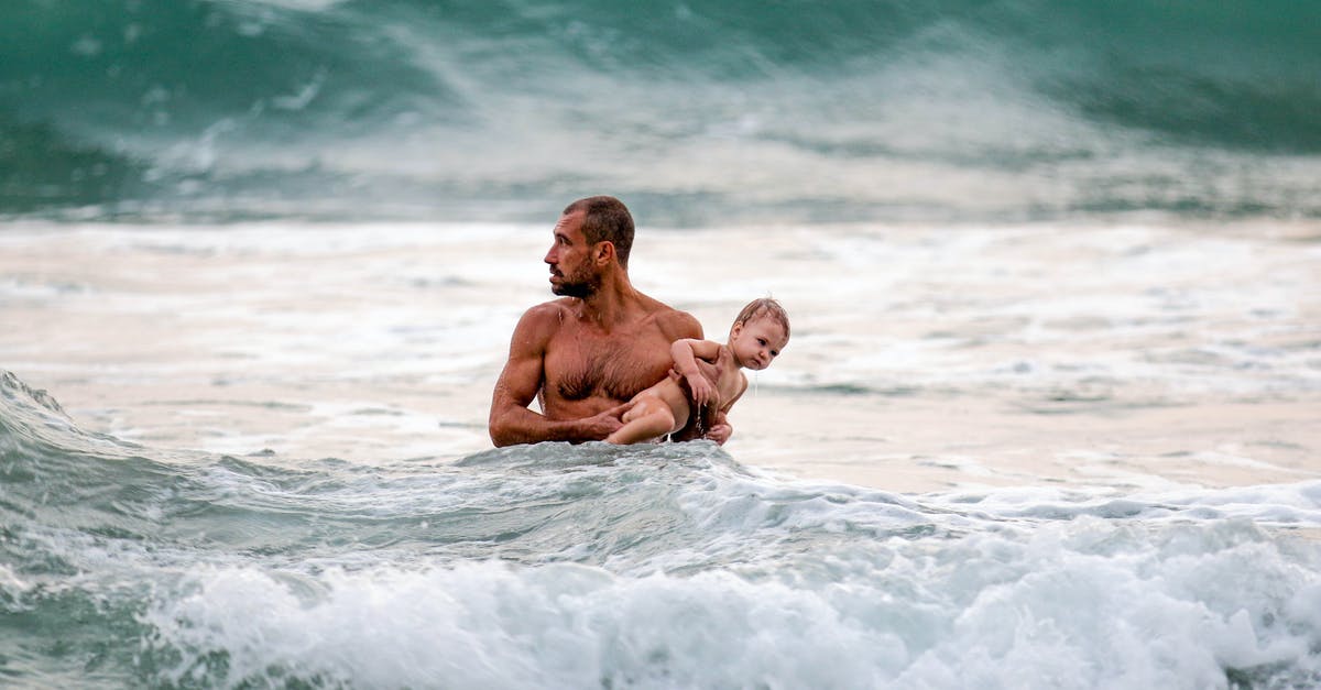 Carrying Liquor from Germany to India - Shirtless Man Carrying a Child in the Middle of the Ocean Carrying Liquor from Germany to India - Shirtless Man Carrying a Child in the Middle of the Ocean