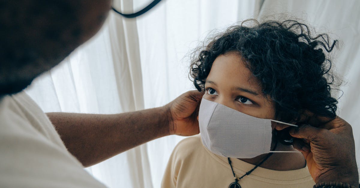 Carrying medicine from US to India for someone who asked for a help in Facebook [duplicate] - From above unrecognizable black man wearing protective mask on face of ethnic kid standing in room near window closed with curtain