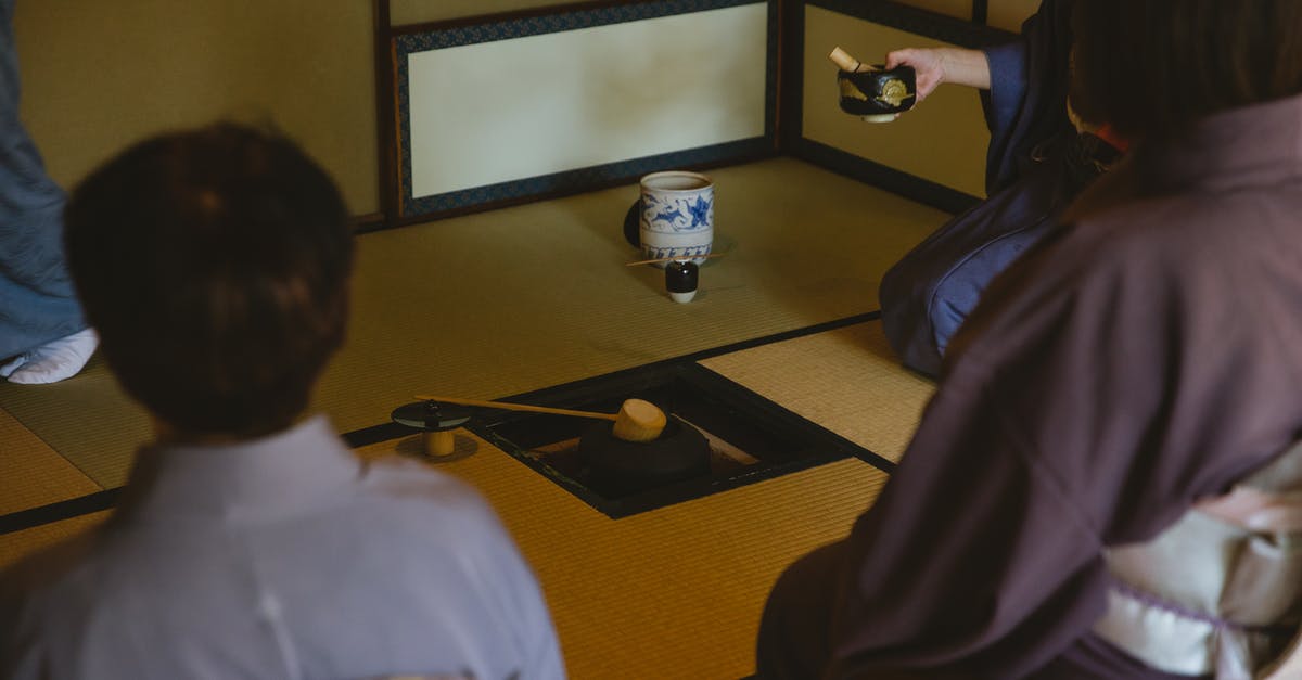 Cast iron pot in cabin luggage? - Anonymous group of people wearing authentic robe sitting near bamboo ladle on iron pot and dishware for traditional Japanese ceremony Cast iron pot in cabin luggage? - Anonymous group of people wearing authentic robe sitting near bamboo ladle on iron pot and dishware for traditional Japanese ceremony