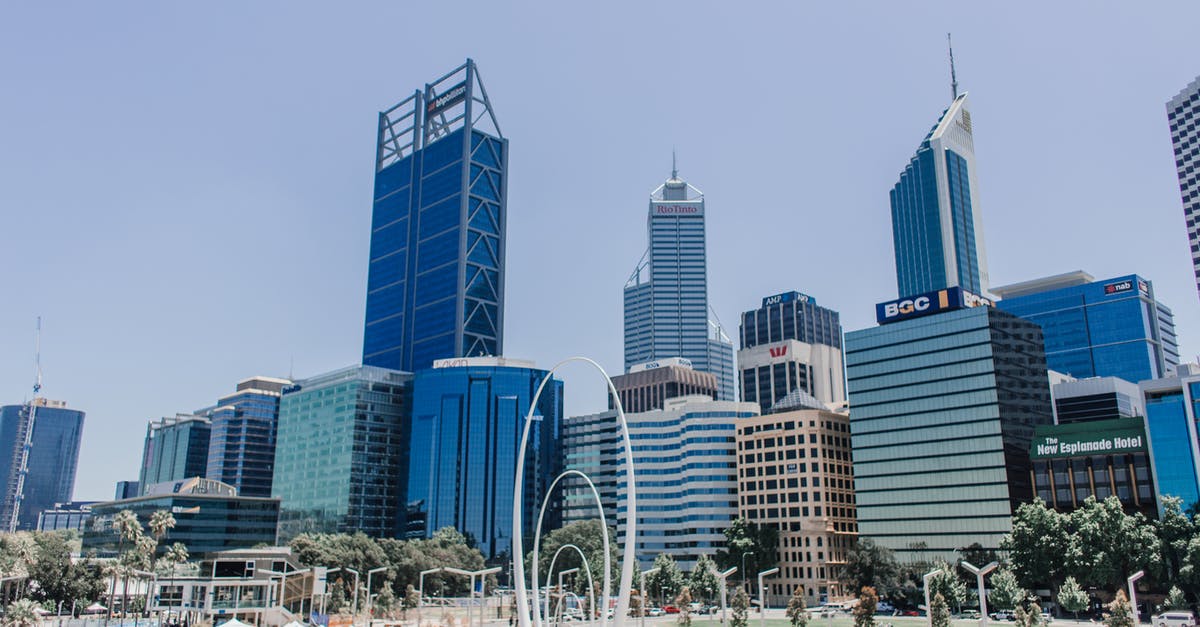 City parking in Perth, Western Australia - City of Perth under a Blue Sky City parking in Perth, Western Australia - City of Perth under a Blue Sky