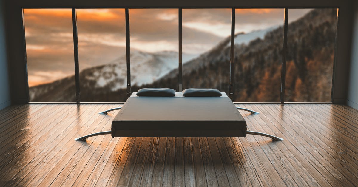 Cooking inside a hotel room - Black Mattress in Front of a Large Window Behind a Mountain Cooking inside a hotel room - Black Mattress in Front of a Large Window Behind a Mountain
