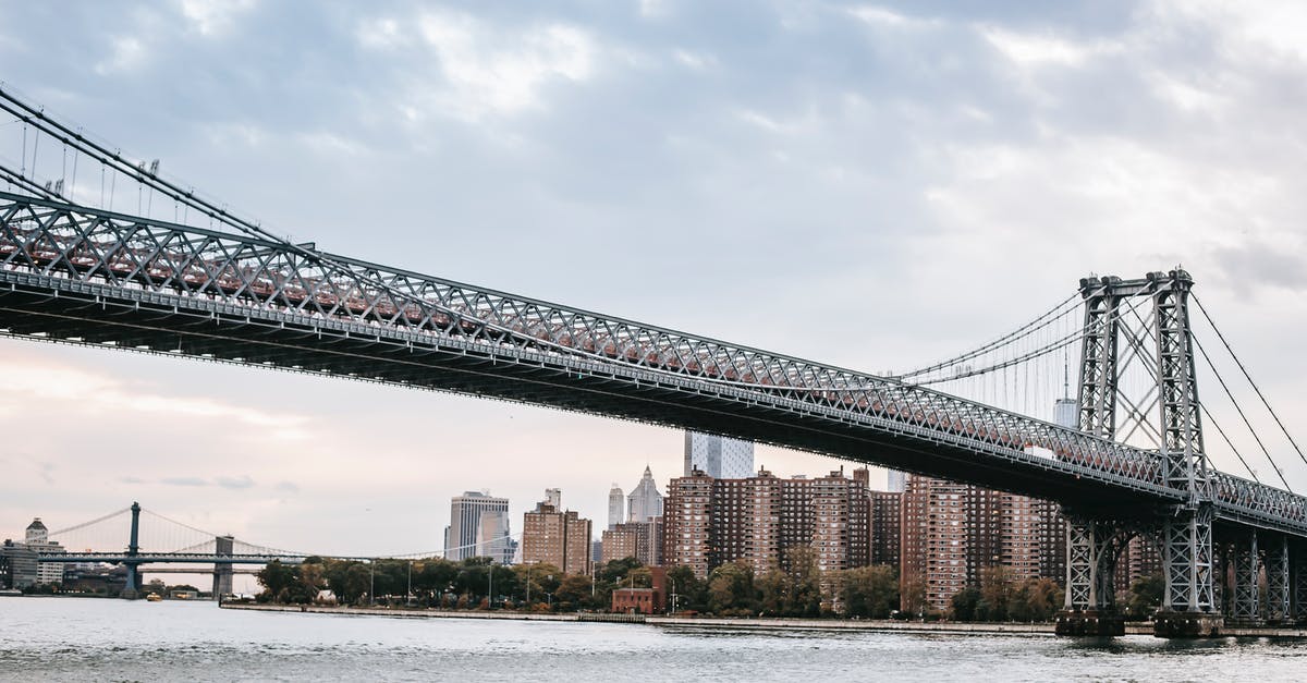 Cross US border with two laptops - Modern suspension bridge in urban city Cross US border with two laptops - Modern suspension bridge in urban city