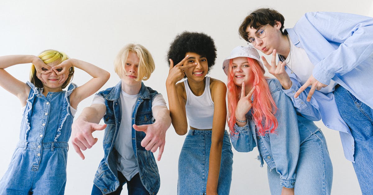 Difference between after departure cancellation and no show - Positive teenagers making gestures at camera Difference between after departure cancellation and no show - Positive teenagers making gestures at camera