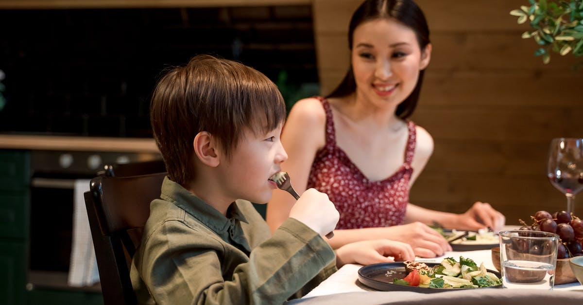 Dinner at the Folkestone and Calais Eurotunnel terminals - Woman in Pink Floral Tank Top Sitting Beside Boy in Green Jacket Dinner at the Folkestone and Calais Eurotunnel terminals - Woman in Pink Floral Tank Top Sitting Beside Boy in Green Jacket
