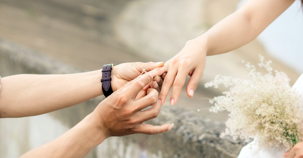 Do I have to pay Canadian taxes on an engagement ring my fiancé got me in the US? - Crop couple of newlyweds at wedding