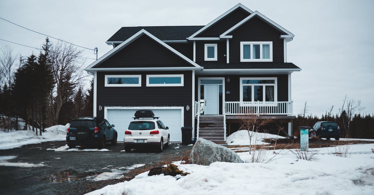 Do staple holes in front cover of the passport mean it's damaged? - Facade of cottage with cars at garage in countryside covered with snow in winter season