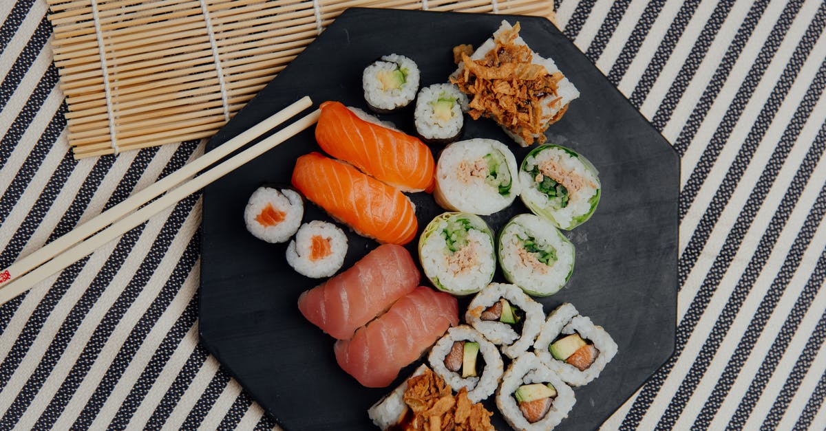 Do they serve sushi on flights? - Plate with sushi rolls near chopsticks Do they serve sushi on flights? - Plate with sushi rolls near chopsticks