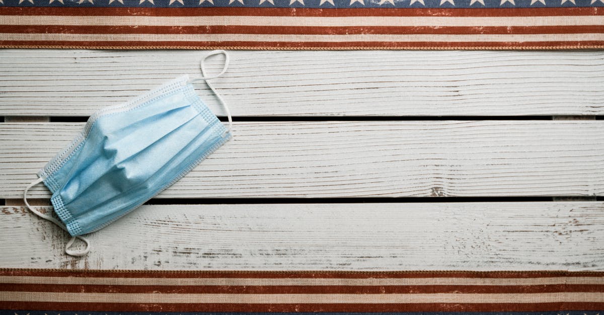 Does a US national need a medical visa to receive treatment in Australia? - Top view of face mask placed on wooden table decorated with ribbons with United States flag pattern