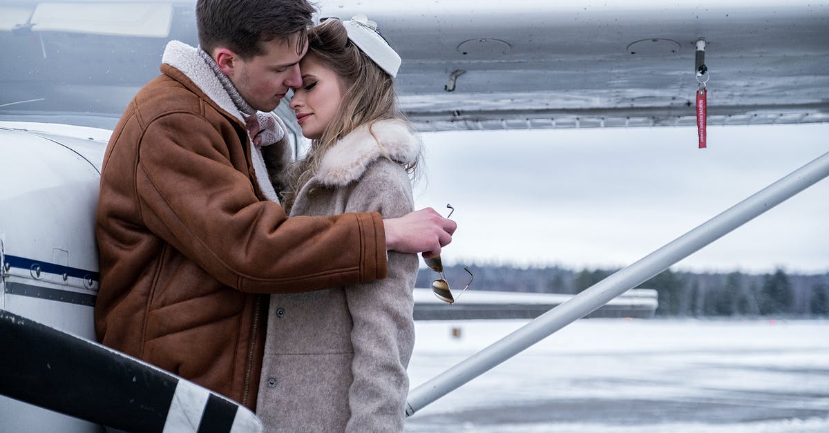 Does the Schengen visa start from the date of the airplane ticket or the date of issue? - Loving couple bonding near propeller jet on snowy airfield