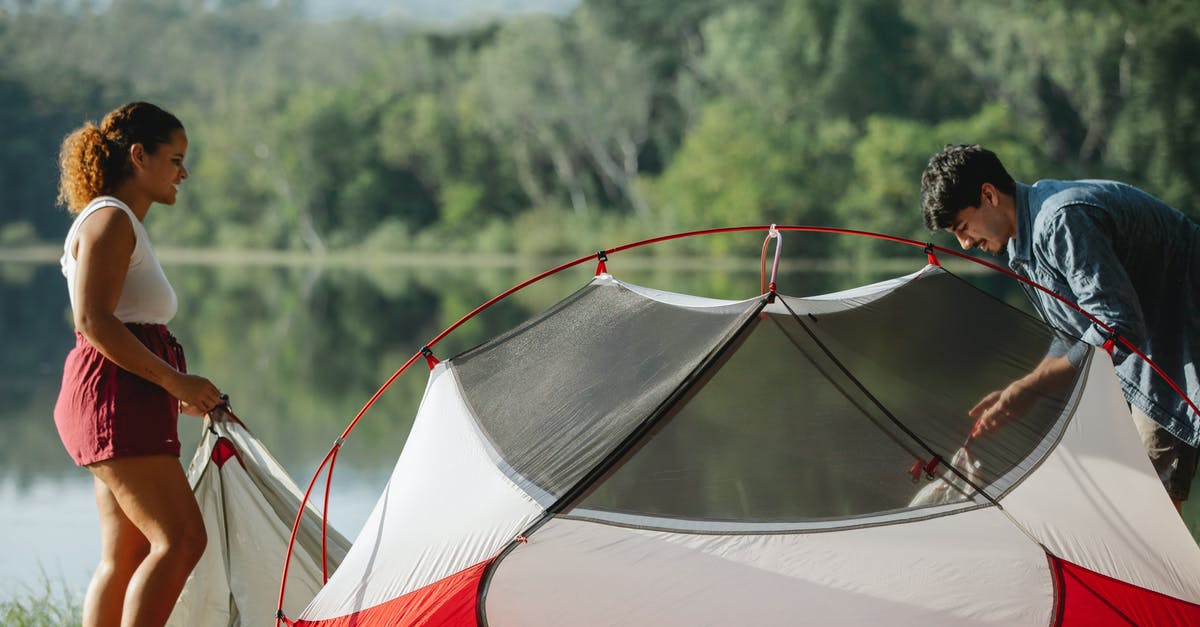 Does travel history of a minor help them when applying for a visa later as a young adult? [closed] - Side view of multiracial couple of tourists setting up tent against lake and lush trees during summer journey