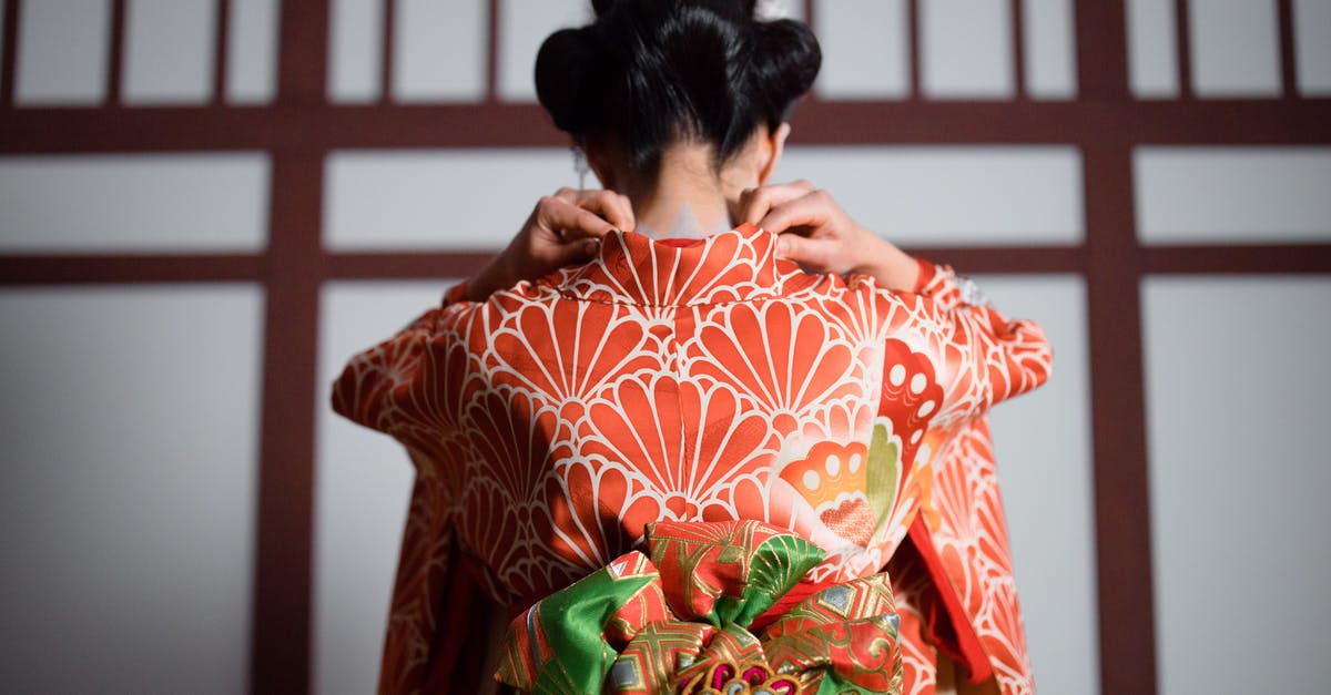 Dressing up as a Geisha/Maiko in Japan - Back View of a Woman in Red and White Floral Kimono Dressing up as a Geisha/Maiko in Japan - Back View of a Woman in Red and White Floral Kimono