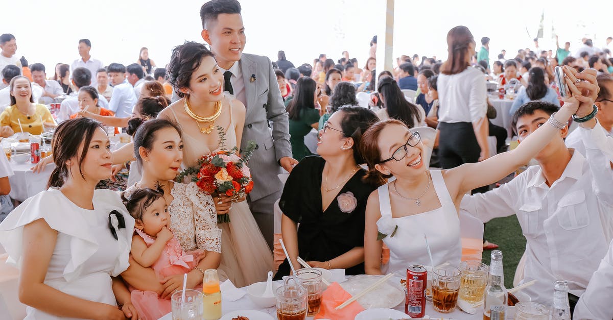 Entering Schengen area 5 days before the Visa date starts - Group of happy friends in elegant clothes taking selfie with newlyweds on wedding party Entering Schengen area 5 days before the Visa date starts - Group of happy friends in elegant clothes taking selfie with newlyweds on wedding party