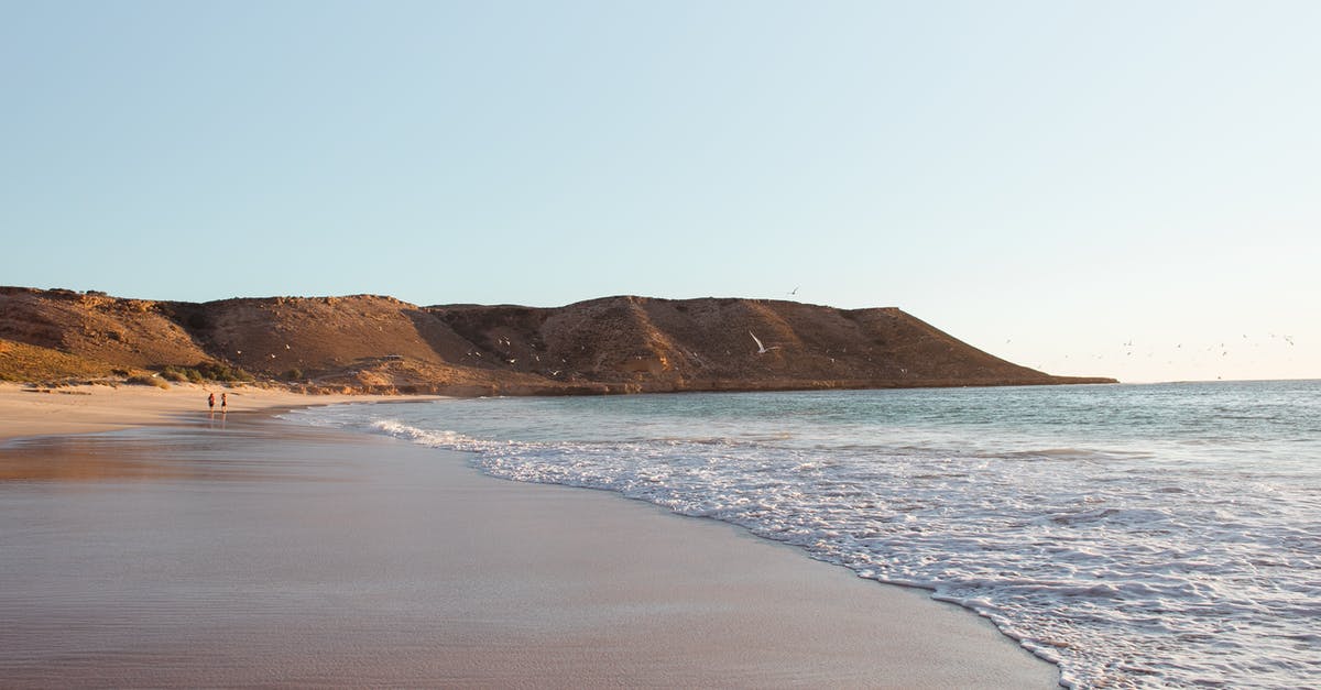 Entering US via car/land border on 90 day ESTA, exiting after 90 days via air/plane, re-entering via land to begin another 90 days [duplicate] - Picturesque view of calm water located on sandy beach surrounded by grassy hills in sunny summer day under blue cloudless sky