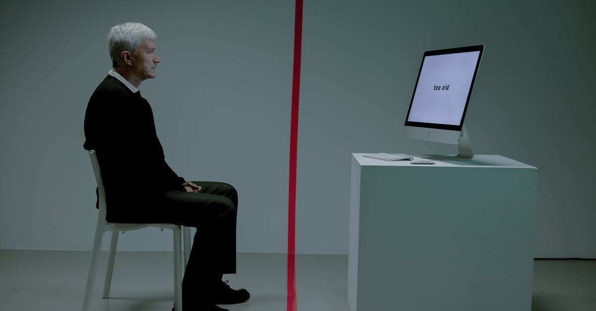 ESTA rejection after B-2 rejection? - Senior man separated with red line from pc screen displaying discriminating inscription ESTA rejection after B-2 rejection? - Senior man separated with red line from pc screen displaying discriminating inscription