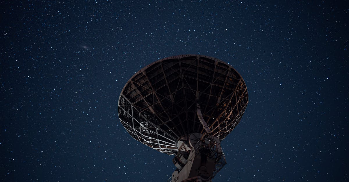 Ferry system from St Petersburg to Tallin and Helsinki - Radio telescope under bright starry sky Ferry system from St Petersburg to Tallin and Helsinki - Radio telescope under bright starry sky