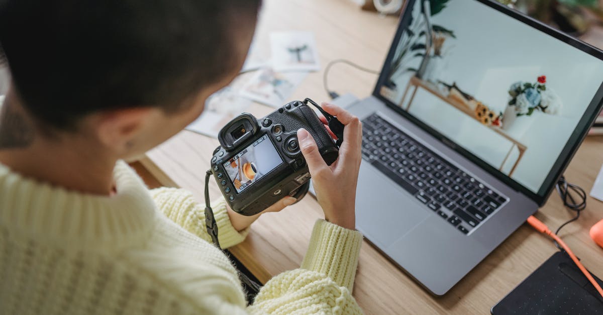 Find short-term room in the U.S. from abroad - From above of crop anonymous female photographer looking at screen of photo camera with photo while sitting at table with laptop Find short-term room in the U.S. from abroad - From above of crop anonymous female photographer looking at screen of photo camera with photo while sitting at table with laptop
