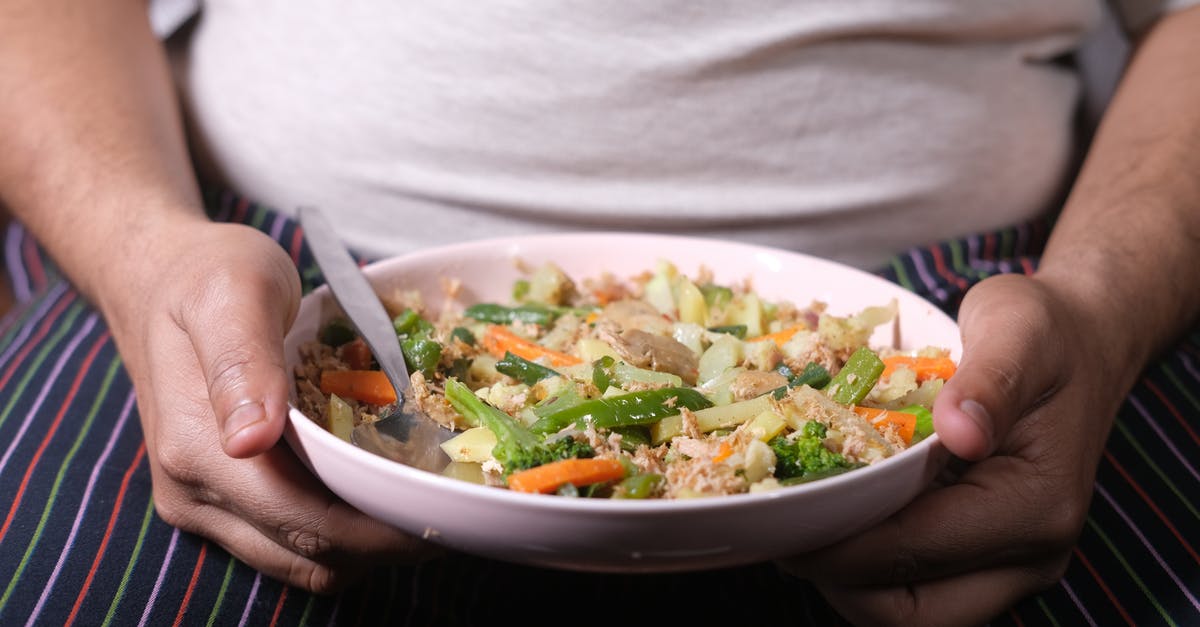 Flying Qatar Airways - Oversized but not overweight - Person Holding White Ceramic Bowl With Vegetable Salad Flying Qatar Airways - Oversized but not overweight - Person Holding White Ceramic Bowl With Vegetable Salad
