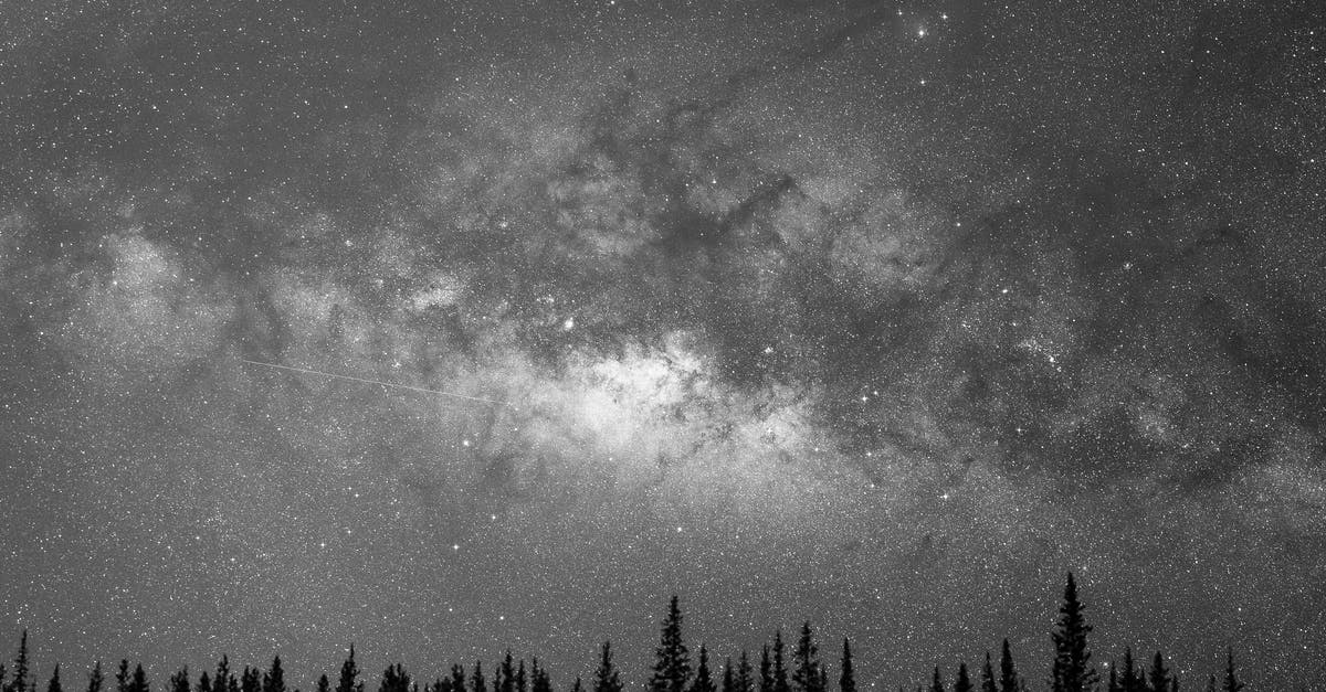 Friday in Düsseldorf, Munich by Sunday night. Can we visit Black Forest in between? - From below black and white of cloudy sky with shining stars above fir tree tops at night Friday in Düsseldorf, Munich by Sunday night. Can we visit Black Forest in between? - From below black and white of cloudy sky with shining stars above fir tree tops at night