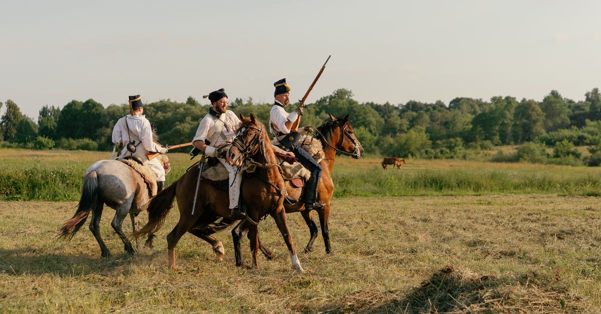 Hastings Battlefield and the 'Right to Roam' - Men on Horses with Guns Recreating Historical Battle Hastings Battlefield and the 'Right to Roam' - Men on Horses with Guns Recreating Historical Battle