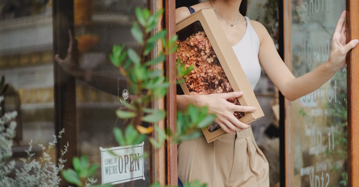 Have I been “Required to leave the UK”? - Crop glad woman with dried flowers box leaving floristry store Have I been “Required to leave the UK”? - Crop glad woman with dried flowers box leaving floristry store