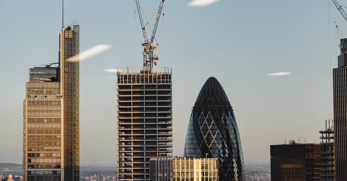 Heathrow to Oxford without going through London - Through window of modern buildings under constructions Heathrow to Oxford without going through London - Through window of modern buildings under constructions