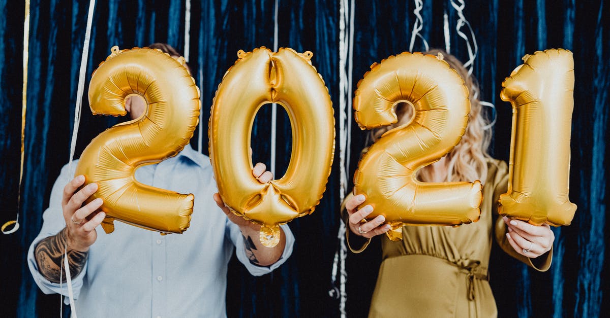 Helium balloons [duplicate] - Two People Holding 2021 Golden Balloons