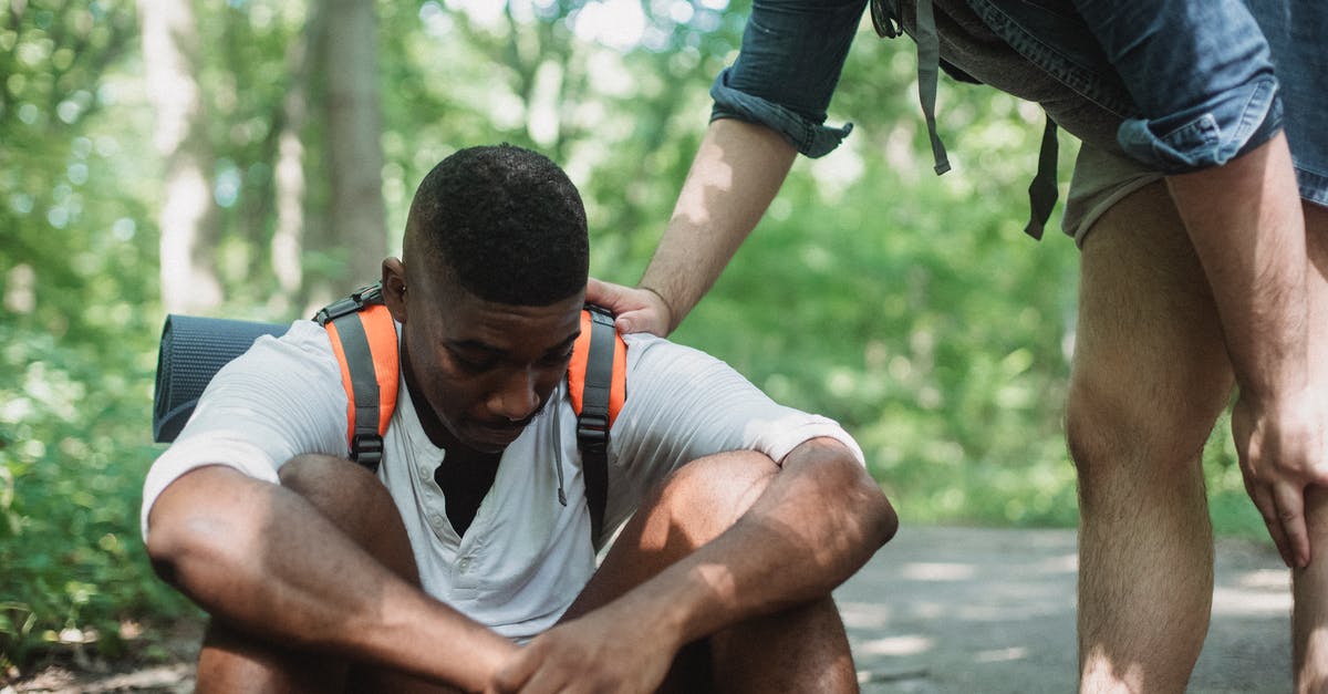 Help organizing one round trip one direct trip international flights sitting together [closed] - Unhappy black hiker sitting on ground in forest