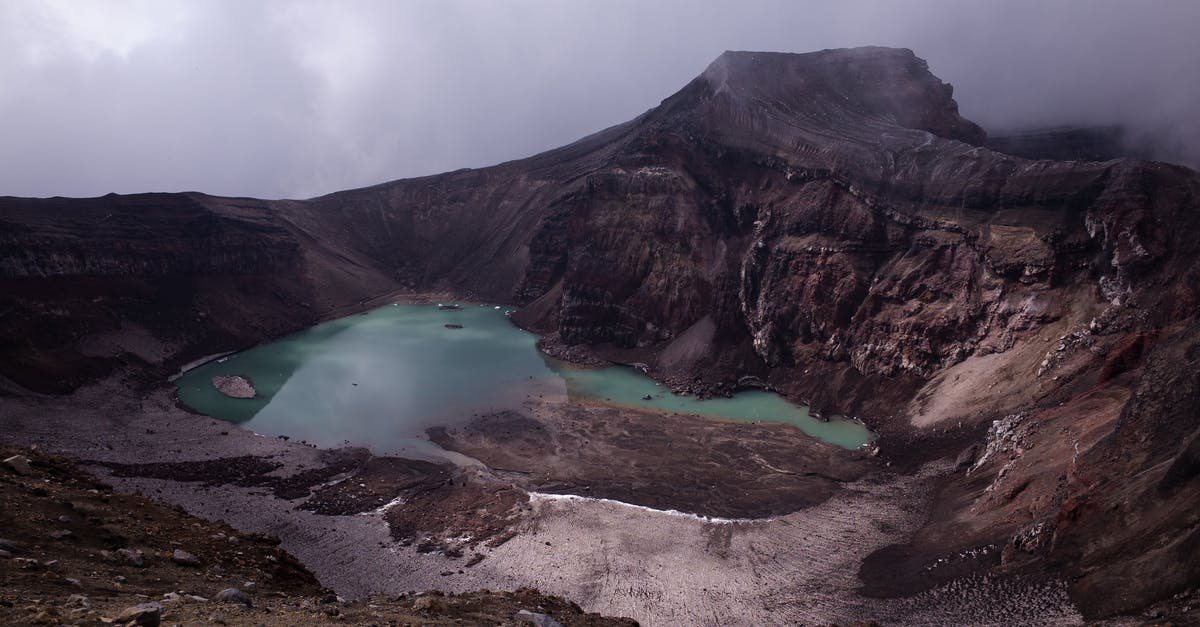 Hiking along Mount Aso volcano's caldera - Lake in the Middle of Mountains Hiking along Mount Aso volcano's caldera - Lake in the Middle of Mountains