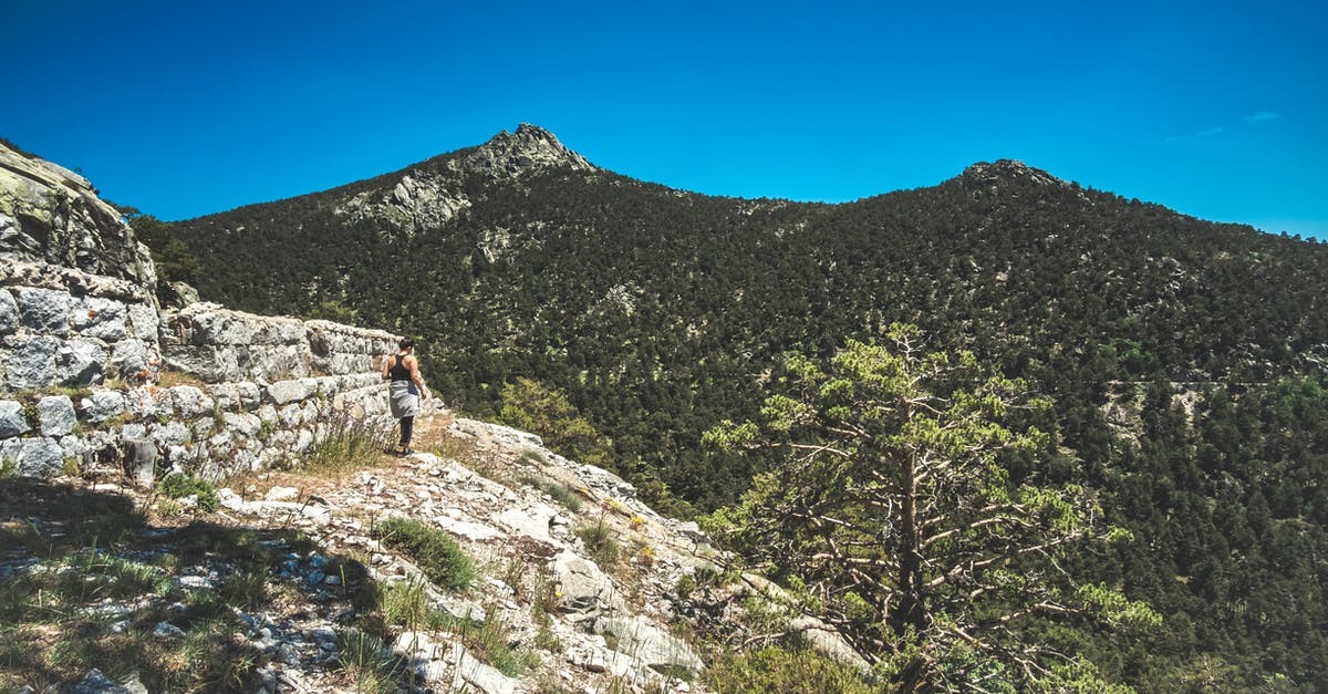 Hiking around Vigo, Spain - A Person Walking on a Hill Under Blue Sky Hiking around Vigo, Spain - A Person Walking on a Hill Under Blue Sky