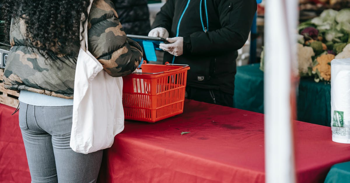 How can I calculate the cost of Skyss bus tickets - Customer and seller in protective gloves in food market How can I calculate the cost of Skyss bus tickets - Customer and seller in protective gloves in food market